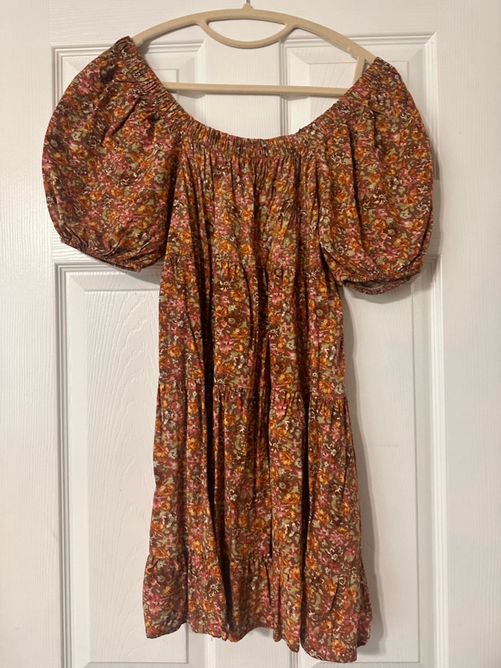 wild fable Rust Floral Off-Shoulder Mini Dress